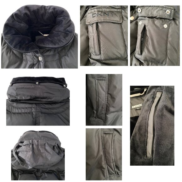 DKNY Black Hooded Puffer Coat - Size S - Preowned - Picture 9 of 12